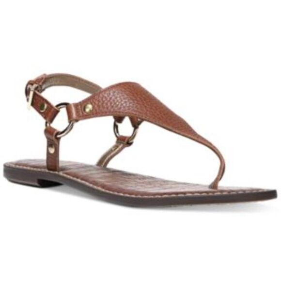 SAM EDELMAN Greta Brown Pebbled Leather Sandal Size 9M - Picture 1 of 5
